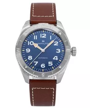Hamilton Khaki Field Expedition кожаный ремешок синий циферблат автоматические H70315540 100M мужские часы синий