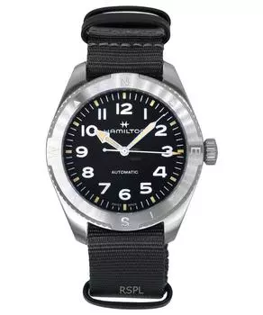 Hamilton Khaki Field Expedition текстильный ремешок черный циферблат автоматические часы H70315930 100M унисекс чёрный