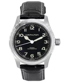 Hamilton Khaki Field Murph Кожаный ремешок с черным циферблатом Автоматические мужские часы H70405730 100M чёрный