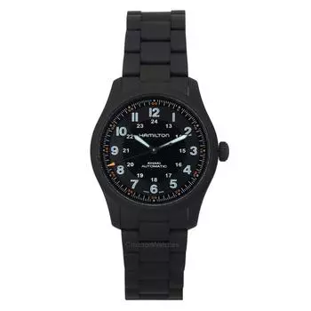 Hamilton Khaki Field PVD покрытие титан черный циферблат автоматический H70215130 100M мужские часы чёрный