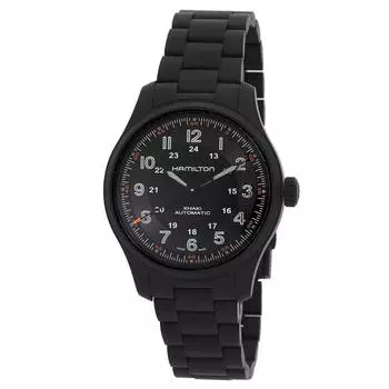 Hamilton Khaki Field Titanium Черный циферблат Автоматические H70665130 100M Мужские часы чёрный
