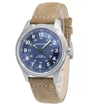 Hamilton Khaki Field титановый кожаный ремешок синий циферблат автоматические H70545540 100M мужские часы синий