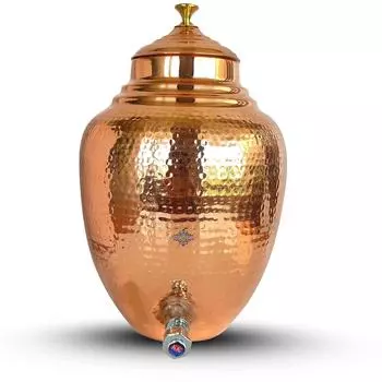 Hammered Design Copper Water Dispenser Pot Matka, Storage, Home Kitchen Garden, Volume-5 Liter
