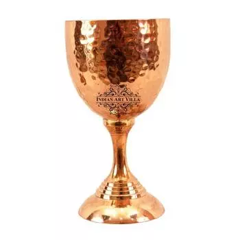 Hammered Flute Design Copper Wine Goblet Glass Tumbler, Barware, 250 ml
