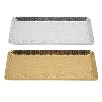 Hammered Tray Exquisite Odorless Stainless Steel Gold Serving Tray for Living Room Bedroom Kitchen Bathroom Gold Tray серебряный