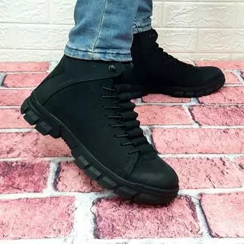 HammerJack Aversa Black Non-Slip Zippered Genuine Leather Men s Boots