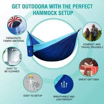 Hammock Camping Portable Single/Double Hammocks for Outdoor Hiking Travel Backpacking Nylon Hammock Swing for Backyard & Garden