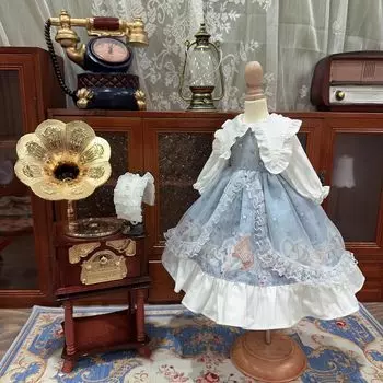 HAMRETHYPPZ BJD Шарнирная кукла Кукла Кукла Горничная Шарнирная кукла Кукла Принцесса Принцесса Милая Горничная Милая Лолита Праздничное платье Цветочная юбка и тело светло-синий