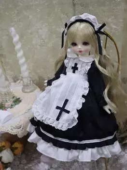 HAMRETHYPPZ BJD Шарнирное платье для куклы Костюм для куклы Горничная Одежда Шарнирное платье для куклы Платье для куклы Принцесса Черная принцесса Милая горничная Милая чёрный
