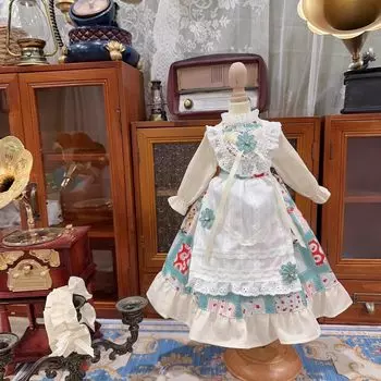 HAMRETHYPPZ BJD Шарнирное платье для куклы Костюм для куклы Горничная Одежда Шарнирное платье для куклы Платье для куклы Принцесса Бело-голубая Принцесса Милая горничная белый