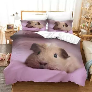 Hamster Duvet Cover Family Pet Guinea Pig for Women Children Boys Girls Lovely Mini Animals Quilt Cover for Bedroom Decorations 135x200cm 2pcs