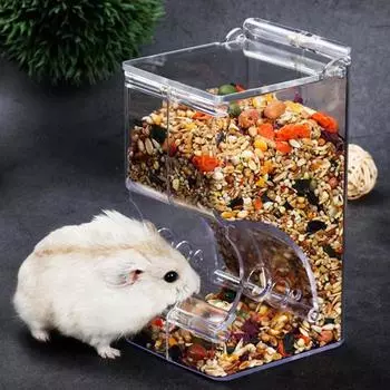 Hamster Food Automatic Feeder Supply Dispenser Rabbit Acrylic Pet 2 чистый