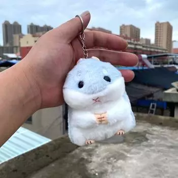 Hamster Key Chain Stuffed Toy Repair Dog Dinosaur Internet Celebrity Unicorn Doll Car Female Backpack Package Pendant Hanging Ornaments Sky Blue(11cm hamster)