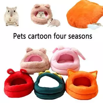 Гнездо для хомяка Маленькое гнездо для домашних животных всесезонное Мягкое Теплая хлопковая кровать Цветочная ветка Мышь Морская сумка Планер Дом для голландской свиньи Товары для животных S