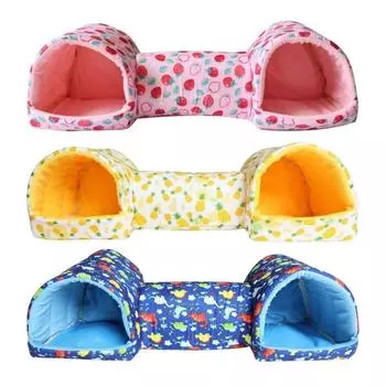 Hamster Soft Bed Toy Rodents Molar Soft Bed with Tunnel for Hamster Mouse