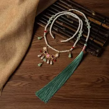 Ханьфу Инло Длинное Заднее Облако Замок Безопасности Бахромчатое Ожерелье Древний Стиль Юбка Мин Лошадь Воротник Тыква Аксессуары