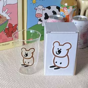 Хан Инс Мультяшный Коала Медведь Стекло, Высокотемпературное Простое Молочное Стекло, Кофейная Чашка, Нишевый Креативный Подарок 470ml