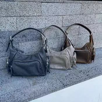 Han Nier, многофункциональная карманная сумка-локомотив, женская крутая сумка-панк Sa подмышка коричневый