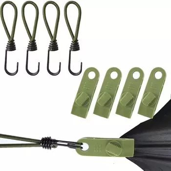HanaHaul Clip Strong Tent Clip Fixing Belt Set 8 Piece Strong Clip Stretch Cord Tent Fixing Clip Tent Rope Alligator Type Tarp Clip Strong Fixing