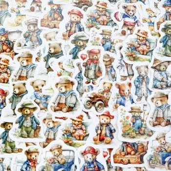 hanairo Stickers Flake Stickers Set of 100 Notebooks Diary Album Handmade Stickers (bear)
