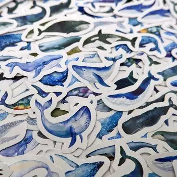 hanairo Stickers Flake Stickers Set of 100 Notebooks Diary Album Handmade Stickers (Whale)