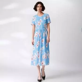 HANAJIRUSHI Платье Искусственный хлопок Молодой Модифицированный ципао Blue 4XL