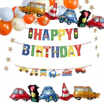 Hanamei Hanamei Набор украшений Тематическая машина Работающая машина Воздушные шары Гирлянда Воздушные шары Мальчики Украшения Комплект для вечеринки Воздушные шары (Городской автомобиль)