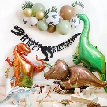 Hanamei Набор украшений на день рождения Украшение на день рождения Воздушный шар с изображением динозавра для мальчика Набор воздушных шаров с изображением динозавра Хаки Зеленый Зеленый Золотой (земной шар)