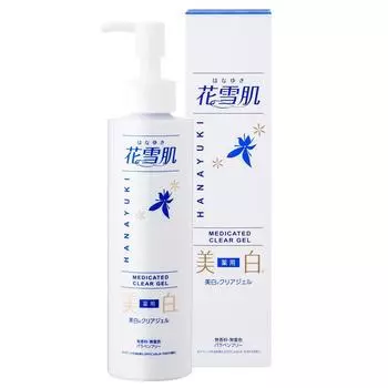 Hanayuki Medicated Whitening Clear Gel Pack Гель-отшелушивающая сыворотка и увлажняющий крем для удаления пятен из пор Отбеливающий смывной препарат Квази-лекарство (Пилинг / 200мл)