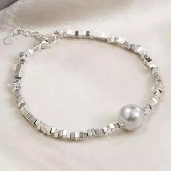 Hanchao Pearl Broken Silver Bracelet Pendant Necklace Women S Light Luxury Delicate Handicraft Necklace