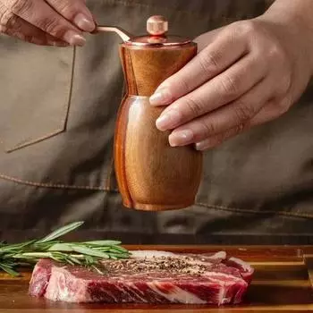 Hand Acacia Wood Pepper Grinder Set Vase Shape Black Pepper Grinder with Base Adjustable Ceramic Core Salt Shaker Grinding Tools