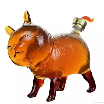 Hand Blown Cute cat shaped design 750ml lead-free glass wine decanter whiskey decanter for Liquor Scotch Bourbon 750 ML