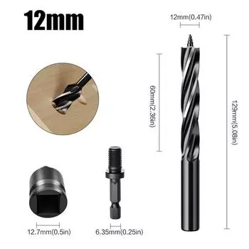 Hand Branch Drill, Hexagonal Shank Hole Opener, Four-slot Four-blade Woodworking Drill Set, Outdoor Manual Multi-purpose Drill Hand drill 12mm