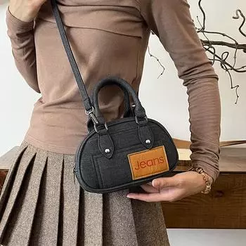 Модная повседневная сумка для боулинга 2024 года, новая корейская версия, простая и универсальная сумка через плечо, высококачественная женская сумка светло-синий