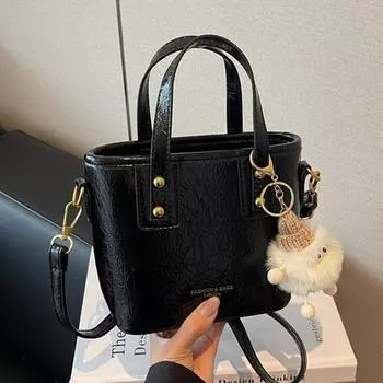 Hand carry simple versatile bucket bag women s new trendy fashion shoulder bag casual messenger bag чёрный