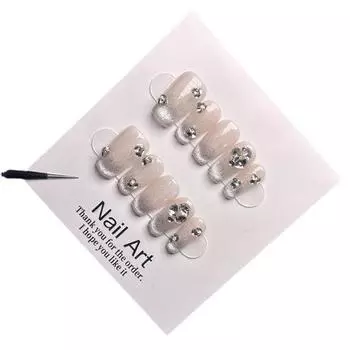 Hand Cats Eye Wearing Nail Art Water Diamond Nude Color Whitening Patch Nail XS