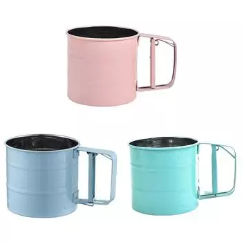Hand Crank Flour Sifter Stainless Steel One Hand Press Crank Sifter Sugar Powder Sieve Cup Handheld Cooking Baking Tool серебряный
