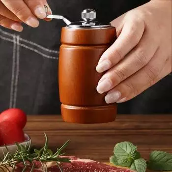 Hand Cranking Pepper Grinder Wooden Barrel Salt Pepper Mill Acrylic Ceramic Core Freshly Ground Pepper Seasoning Grinding Mill