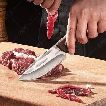 Hand Forged Meat Cleaver Slicing Kitchen Boning Knife Stainless Steel Professional Kitchen Chef Butcher Knife with Cover Cooking