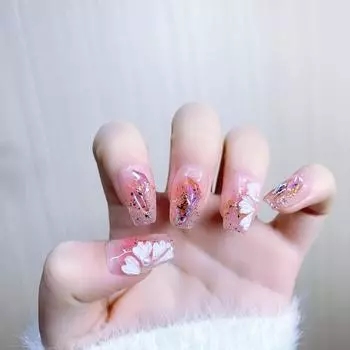 Hand Hand Gradient Wear Nail Nude Red Rhinestone Nail Patch Finger Decoration XS