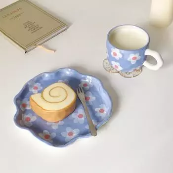 Hand Held Ceramic Coffee Cup Dish Household Afternoon Tea Coffee Cup Mug Lovely Creative Cup Japanese Water Cup