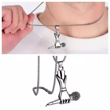 Hand Held Microphone Shape Men Clavicle Chains Microphone Choker Pendant Men Birthday Gifts Microphone
