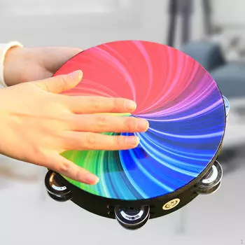 Ручной тамбурин барабан колокольчик двойной ряд детский для игры на вечеринке танцев 8inch