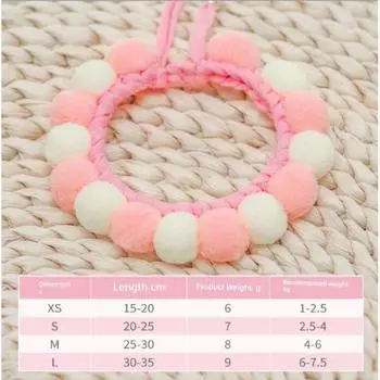 Hand-Knit Necklace Adjustable Pet Supplies Cat S neck circumference 20-25cm Pink fur ball collar