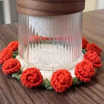 Hand-knitted Crochet Floral Coasters Round Flower Platemat Home Dining Table Decor Style 5