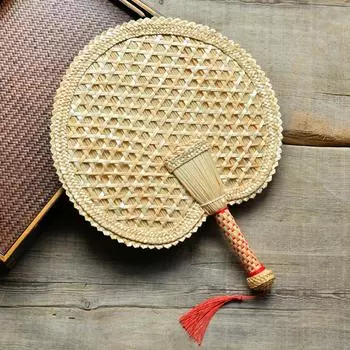Hand-made Wheat Straw Fan Woven Big Pu Fan with The Elderly Baby Children Chinese Wind Wheat Braided