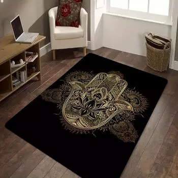 Hand of Fatima Printed Non-Slip Area Rug Anti Slip Kitchen Carpet for Kitchen Living Room Bedroom Mat Washable Area Flannel Rugs 40X60cm-16x24in