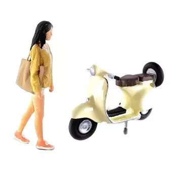 Hand Painted 1/64 Figures Girl Motorcycle Train Railway Layout S Scale розовый