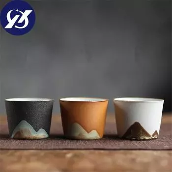 Расписанные вручную керамические чашки для чая Mountain, грубая керамика, чайный сервиз C nese Kung Fu, ручная работа, чайная утварь