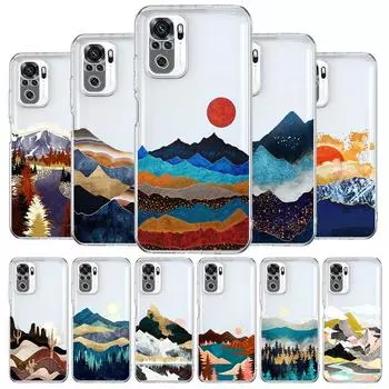 Hand Painted Scenery New Square Clear Soft Phone Case For Xiaomi Redmi Note 12 11 9S 9 8 10 Pro+ 7 8T 9C 9A 8A K40 Gaming Cover Redmi 9